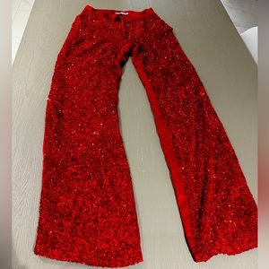 Nonchalant label, sequin and silk red pant, size S